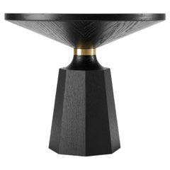 Table d'appoint contemporaine Nicole II en noyer et laiton