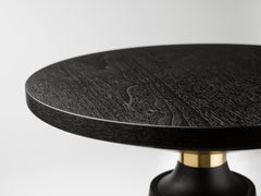 Contemporary Nicole Occasional Table in Black Lacquered Walnut and Brass