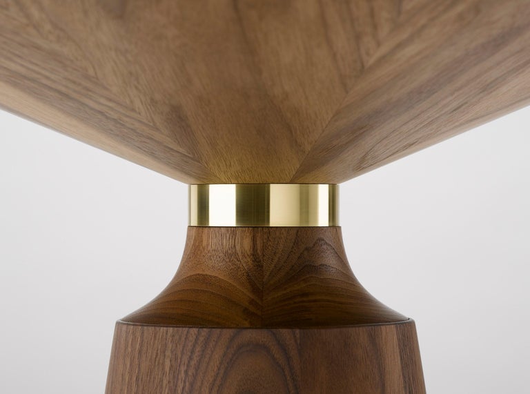 Contemporary Nicole Occasional Table in Black Lacquered Walnut and Brass For Sale 2