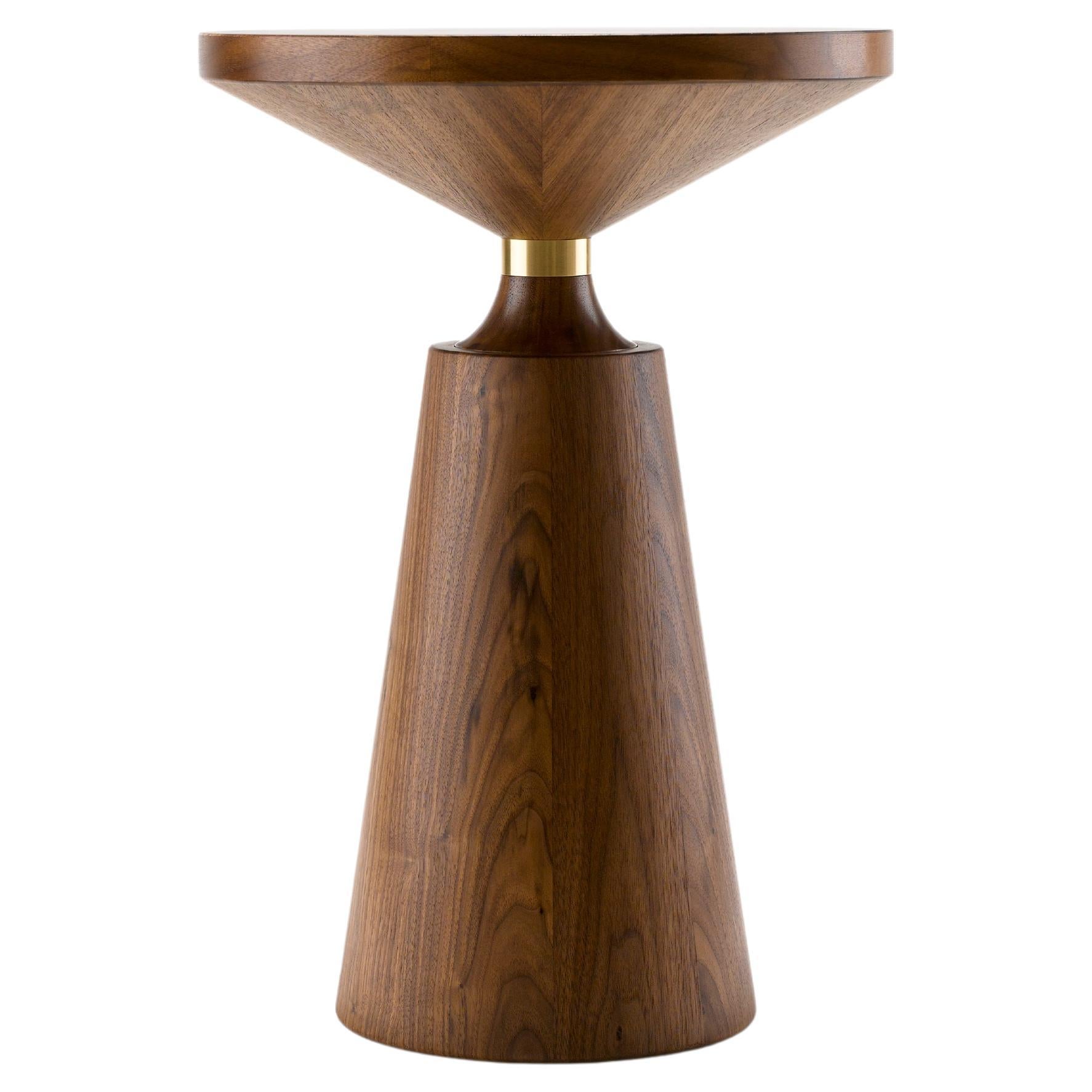 Contemporary Nicole Side Table in Walnut and Brass