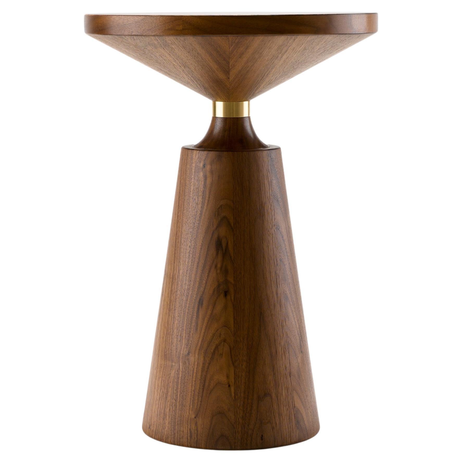 Contemporary Nicole Side Table in Walnut and Brass