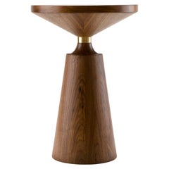 Contemporary Nicole Side Table in Walnut and Brass