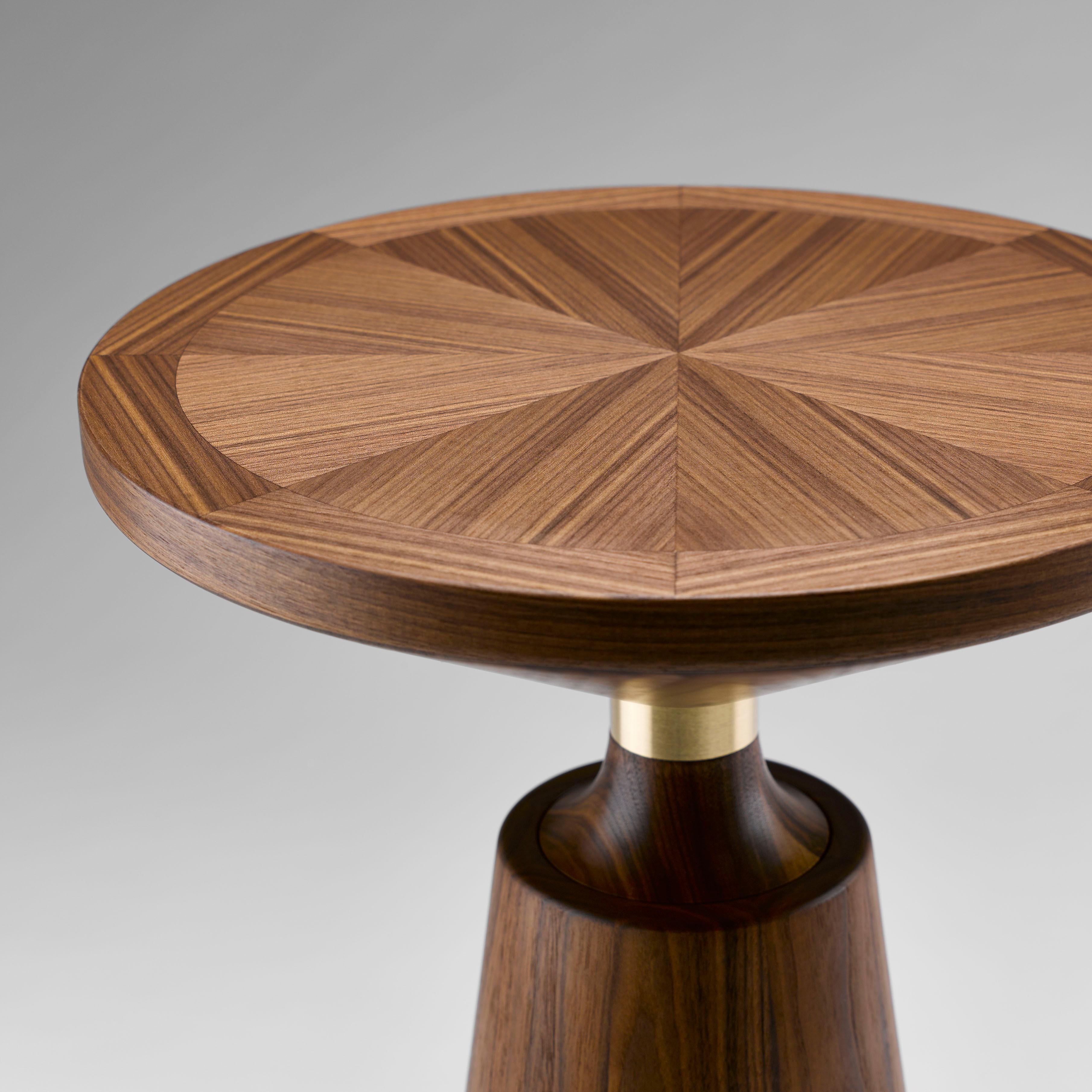 Modern Contemporary Nicole Side Table Special Edition in Walnut and Brass For Sale