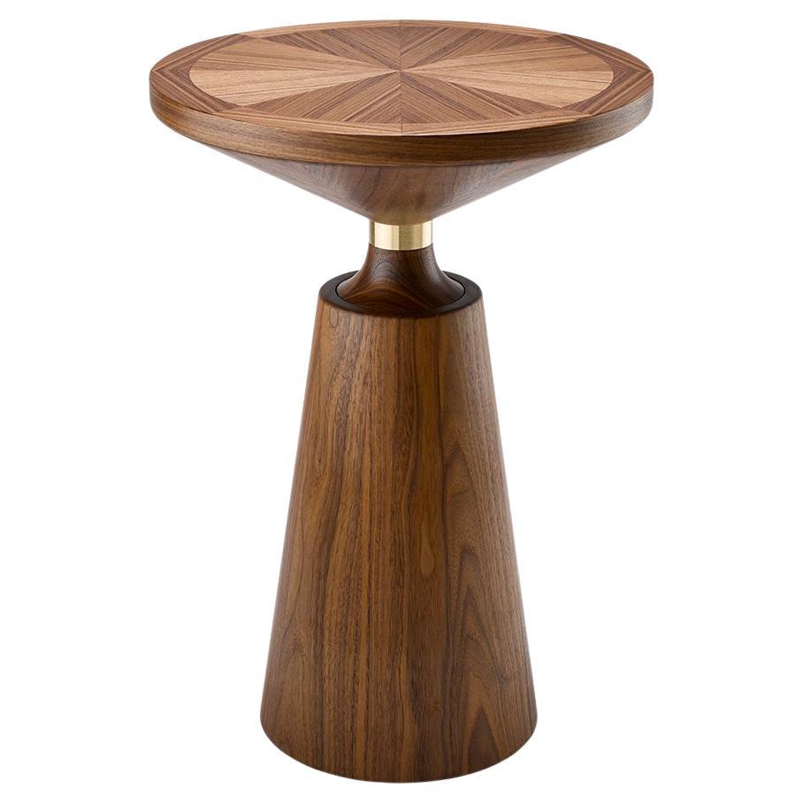 Contemporary Nicole Side Table Special Edition in Walnut and Brass For Sale