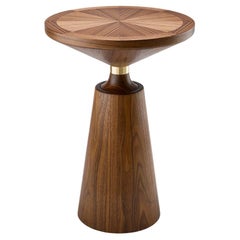 Contemporary Nicole Side Table Special Edition in Walnut and Brass