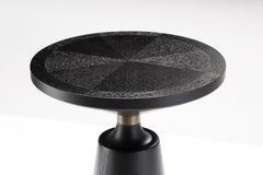 Contemporary Nicole Side Table Tuxedo Edition in Black Lacquered Walnut & Brass
