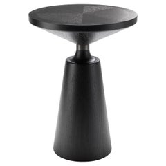 Tavolino contemporaneo Nicole Tuxedo Edition in noce laccato nero e ottone
