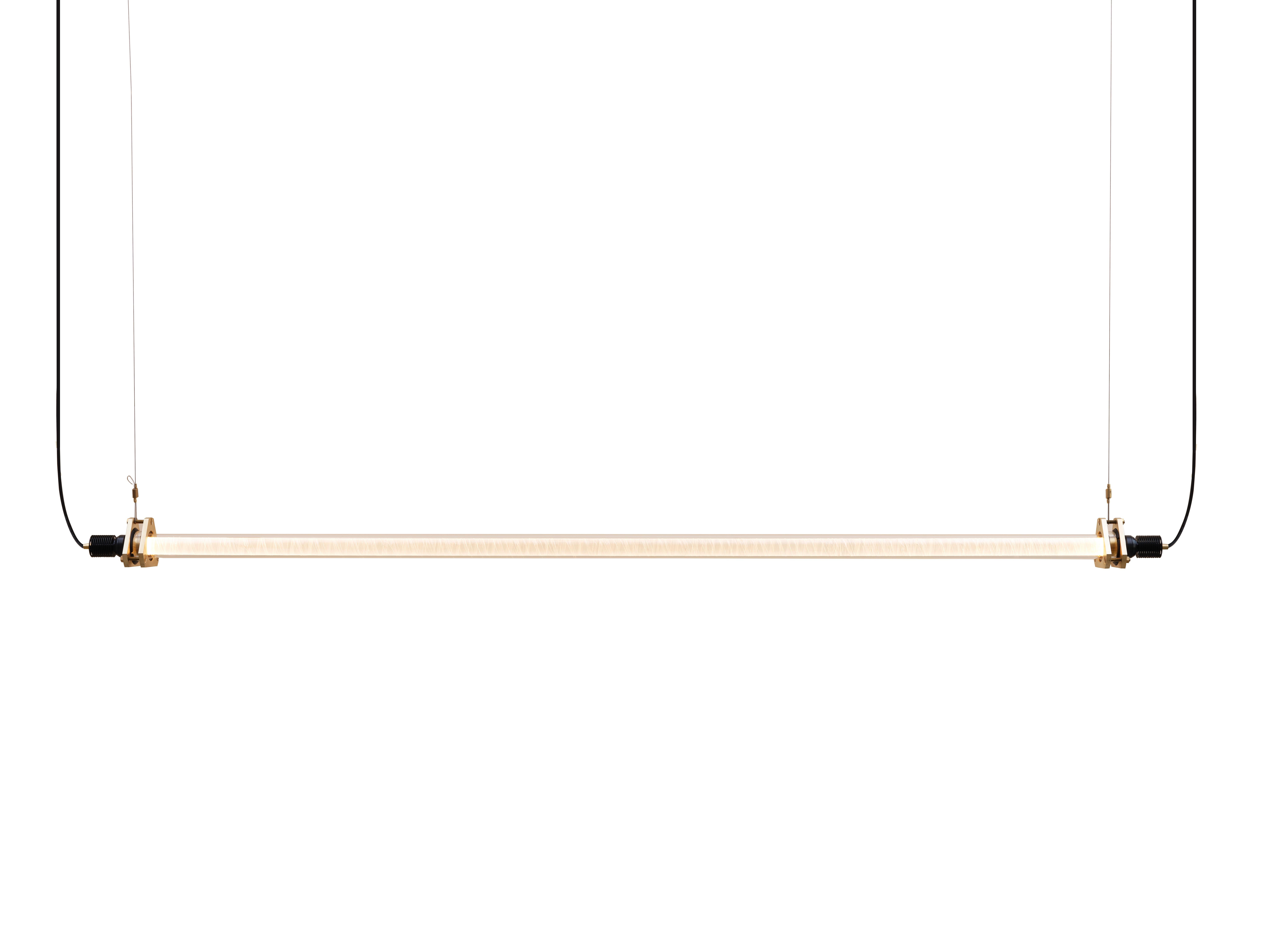 NITA Contemporary Glass & Satin Brass Tube Suspension Light For Sale