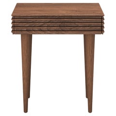 Contemporary Night Table 'Groove' by DK3, Walnut, M 42.5 cm, More Wood Finishes