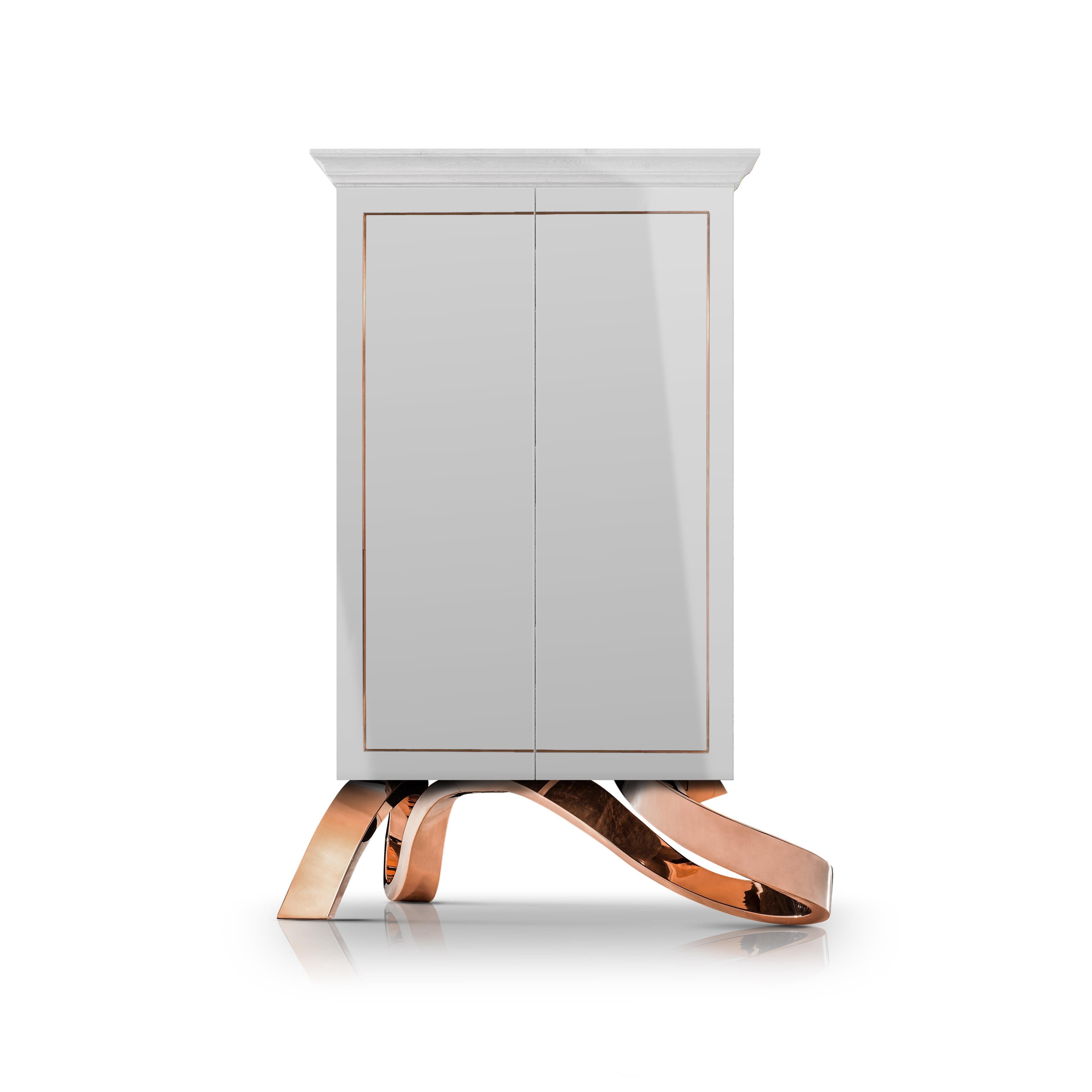 Contemporary Nirvana Drink Cabinet Black White Brass Copper