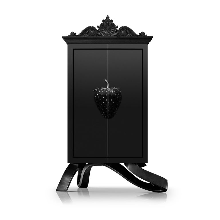 Contemporary Strawberry Drink Black, White, Brass, Copper For