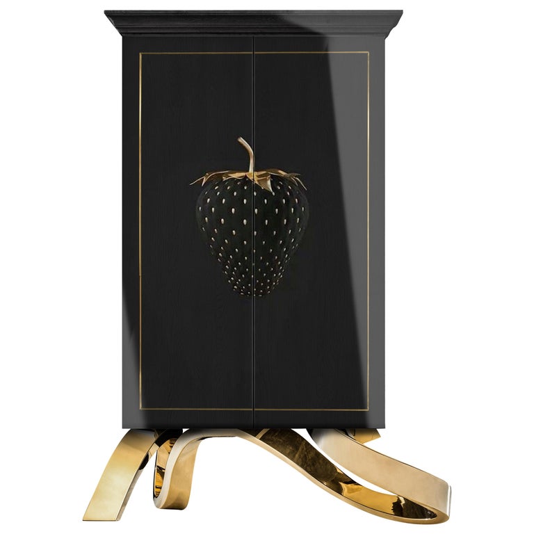 Contemporary Nirvana Drink Black, White, Brass, Copper, High Gloss For Sale at 1stdibs