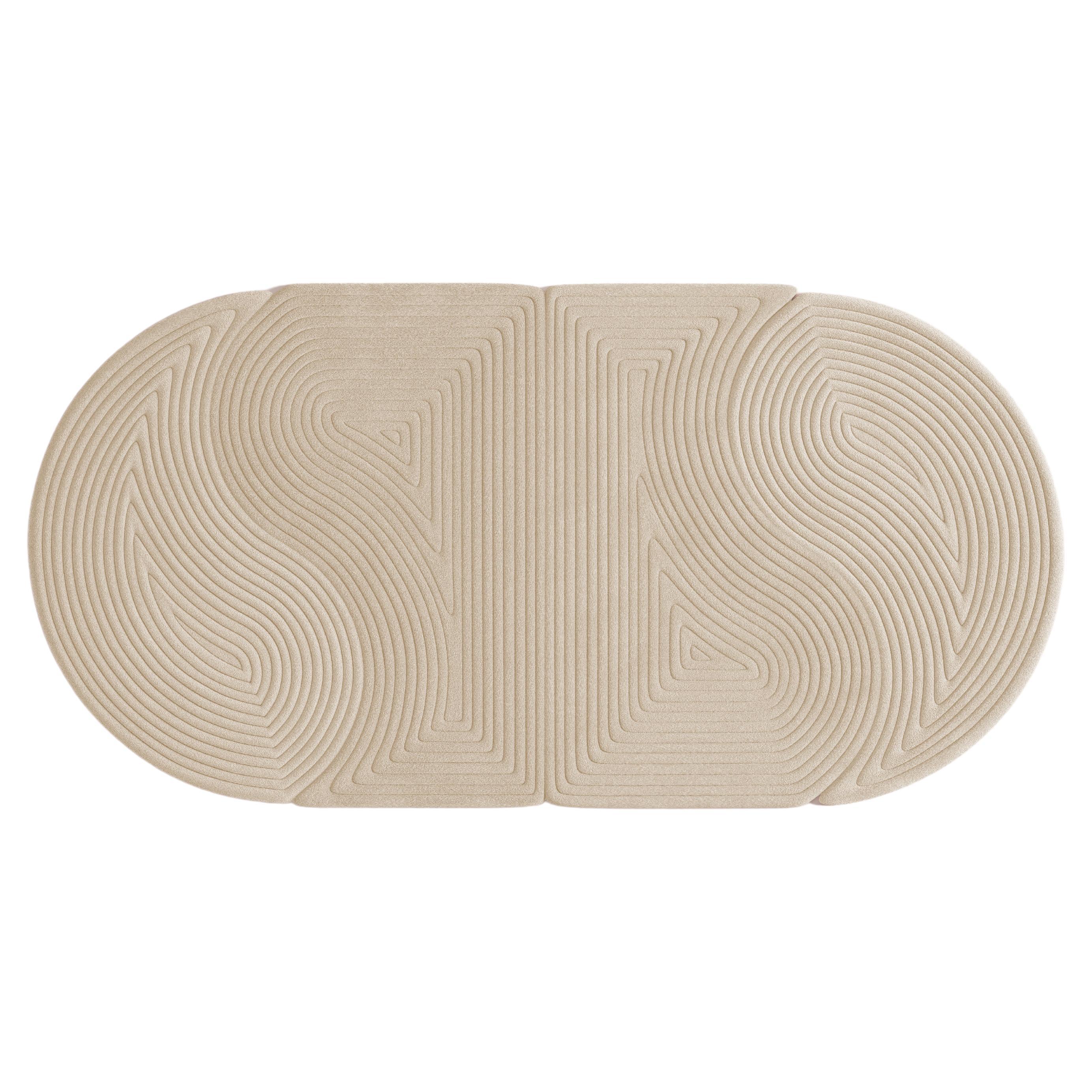 Contemporary Niwa Oval Rug Beige Linen For Sale