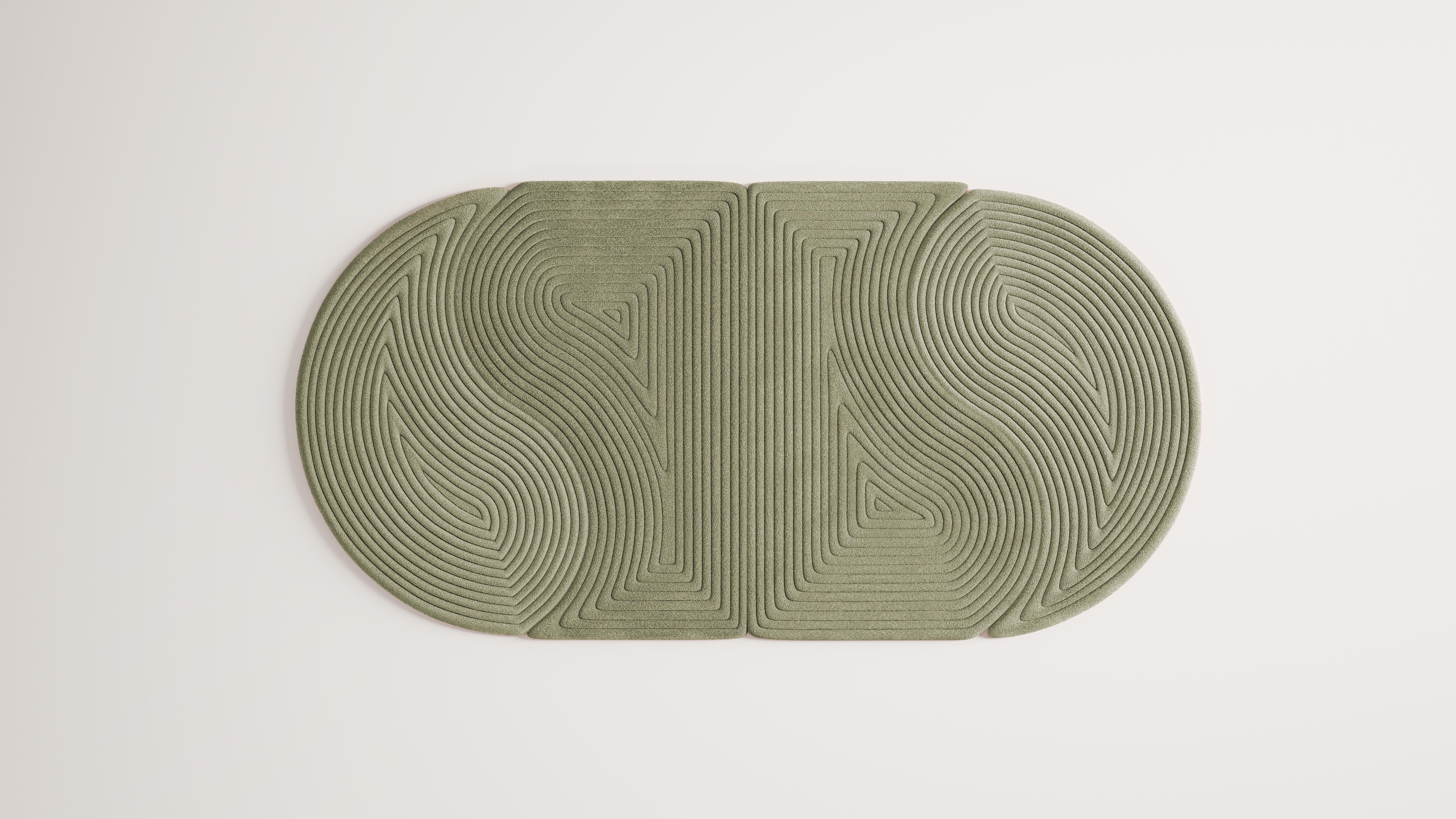 Niwa is a collection of minimal and organic modular rugs. Each module can be combined with others in endless ways to create customizable configurations. 

This collection is a representation of the sand element within Zen Gardens. The rugs provide