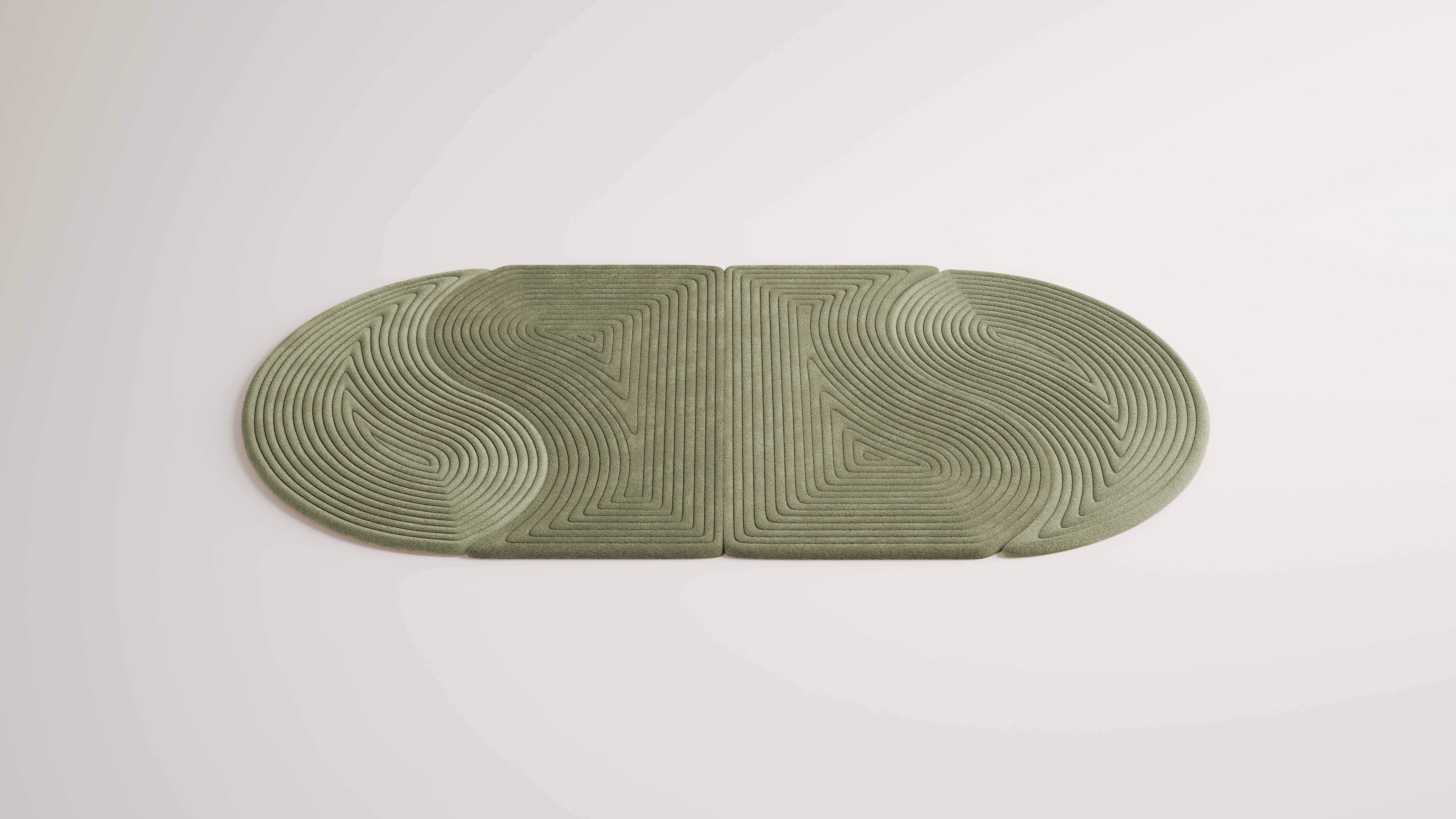 Contemporary Niwa Oval-Teppich Grün Sage (Moderne) im Angebot