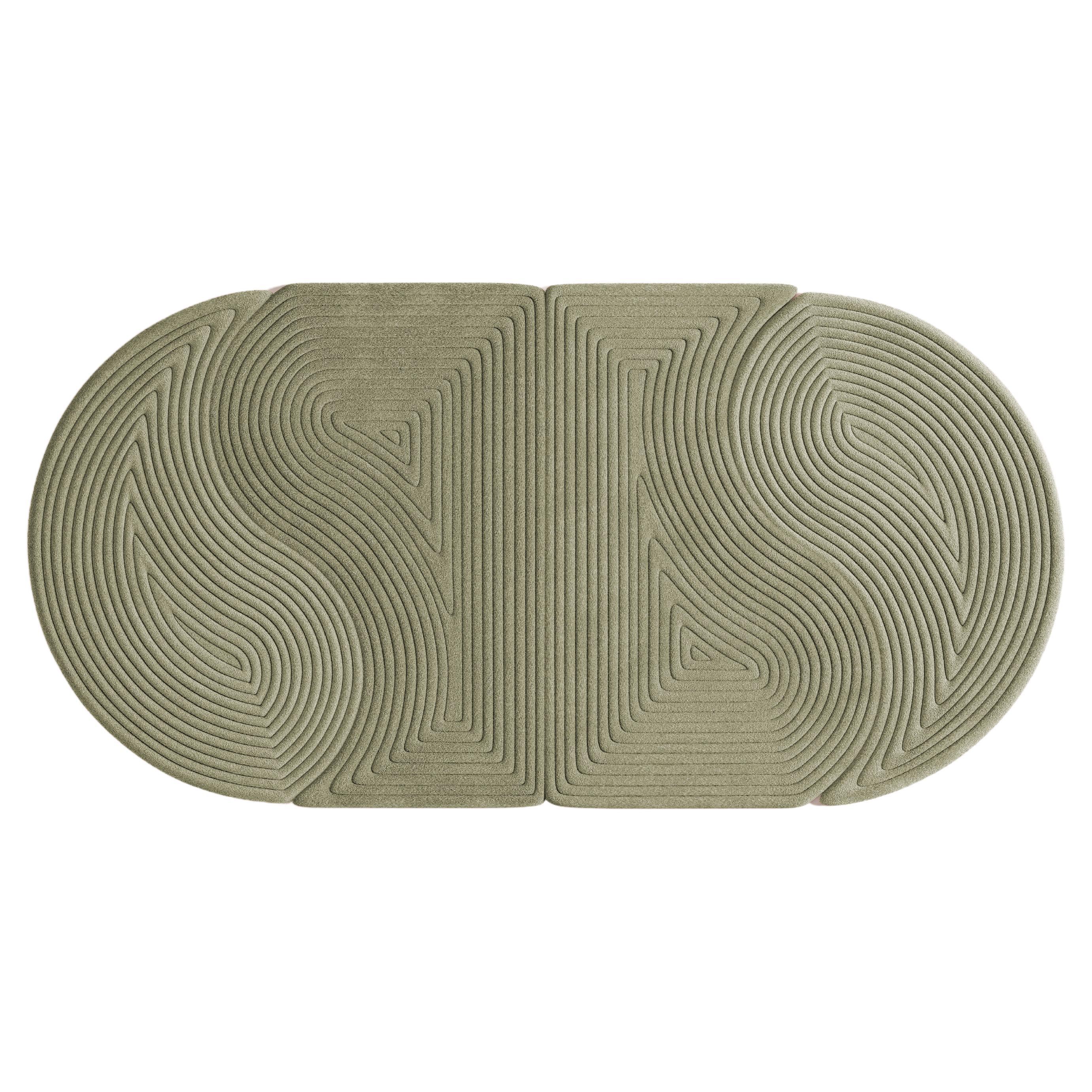 Contemporary Niwa Oval-Teppich Grün Sage im Angebot