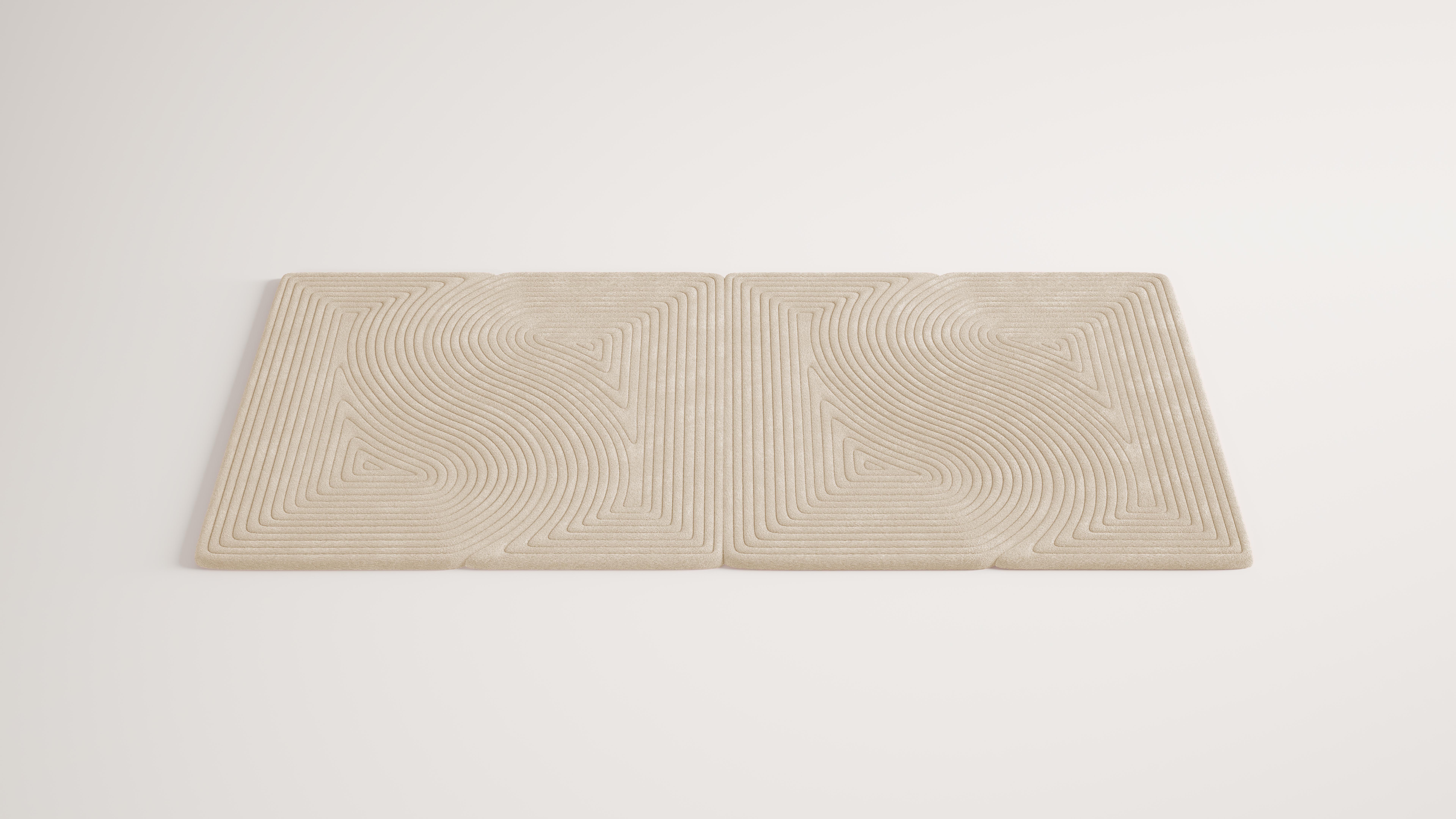 Contemporary Niwa Rectangular Rug Beige Linen (Moderne) im Angebot