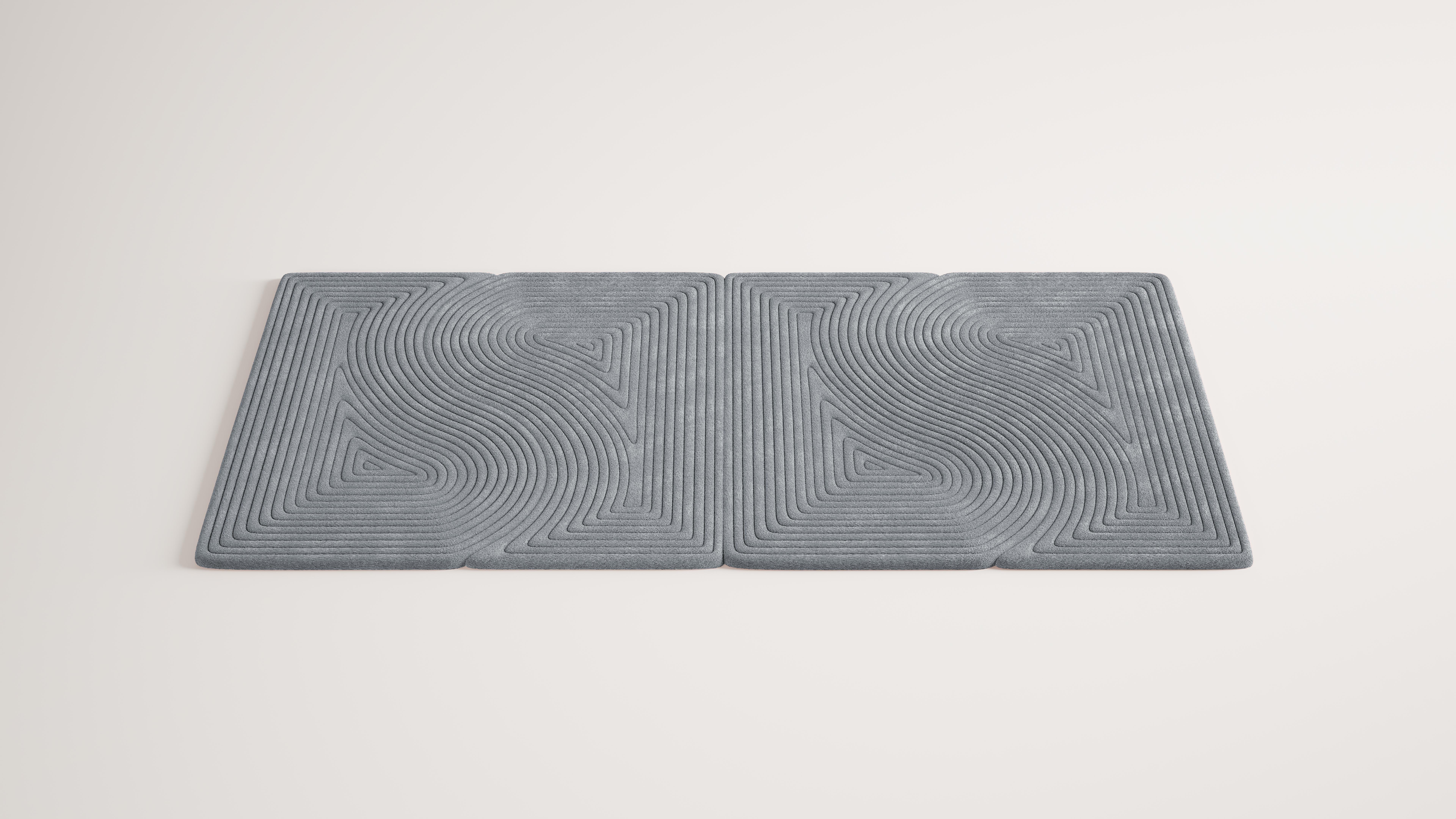 Modern Contemporary Niwa Rectangular Rug Gray Denim For Sale