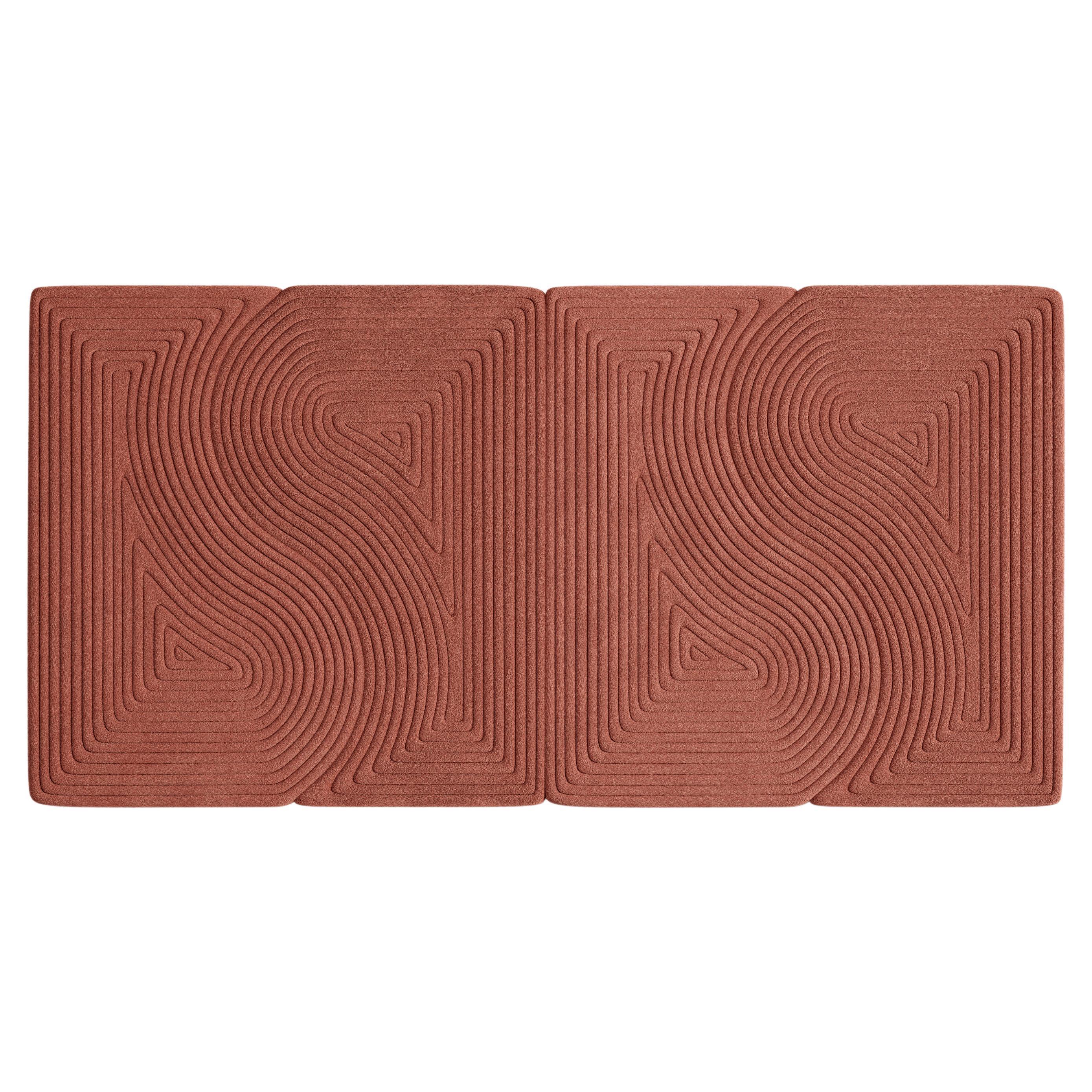 Contemporary Niwa Rectangular Rug Red Coral For Sale