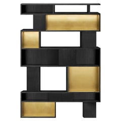 Contemporary Norse Bookcase in Ash Veneer Brass