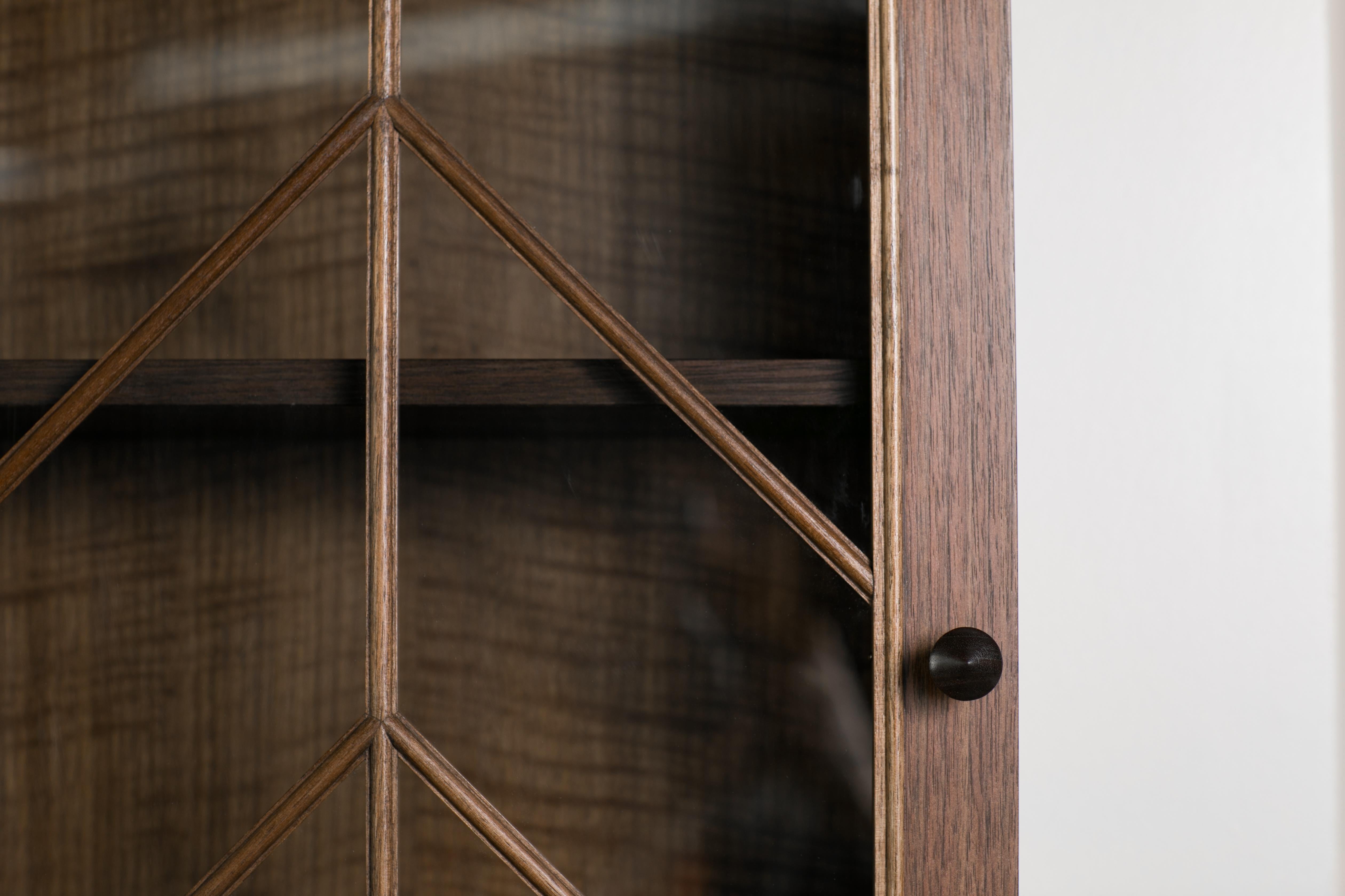 oak wall cabinet with glass doors