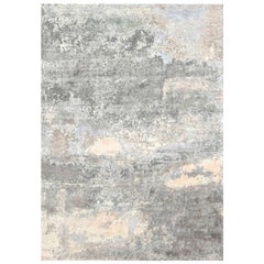 Contemporary North Star Blue and Grey Hand Knotted Silk Rug by Doris Leslie Blau