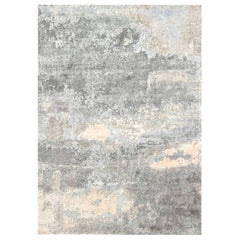 Zeitgenössischer handgeknüpfter Nordstern-Teppich aus blauer und grauer Seide von Doris Leslie Blau