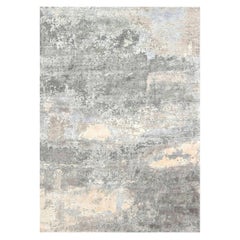 Tapis contemporain en soie bleu étoilé et gris noué à la main de Doris Leslie Blau