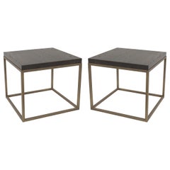 Mesas auxiliares contemporáneas de roble y latón