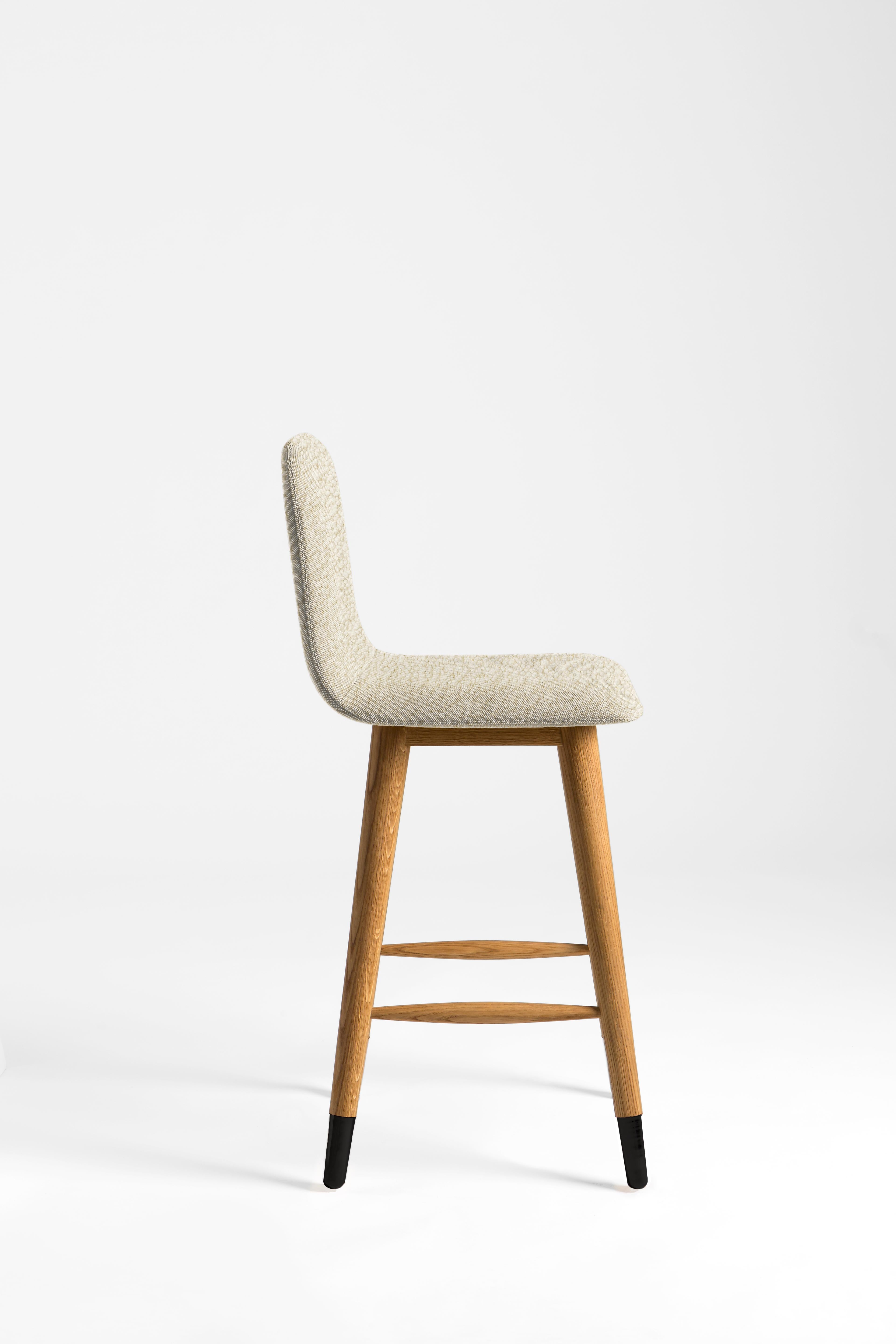 white boucle stool