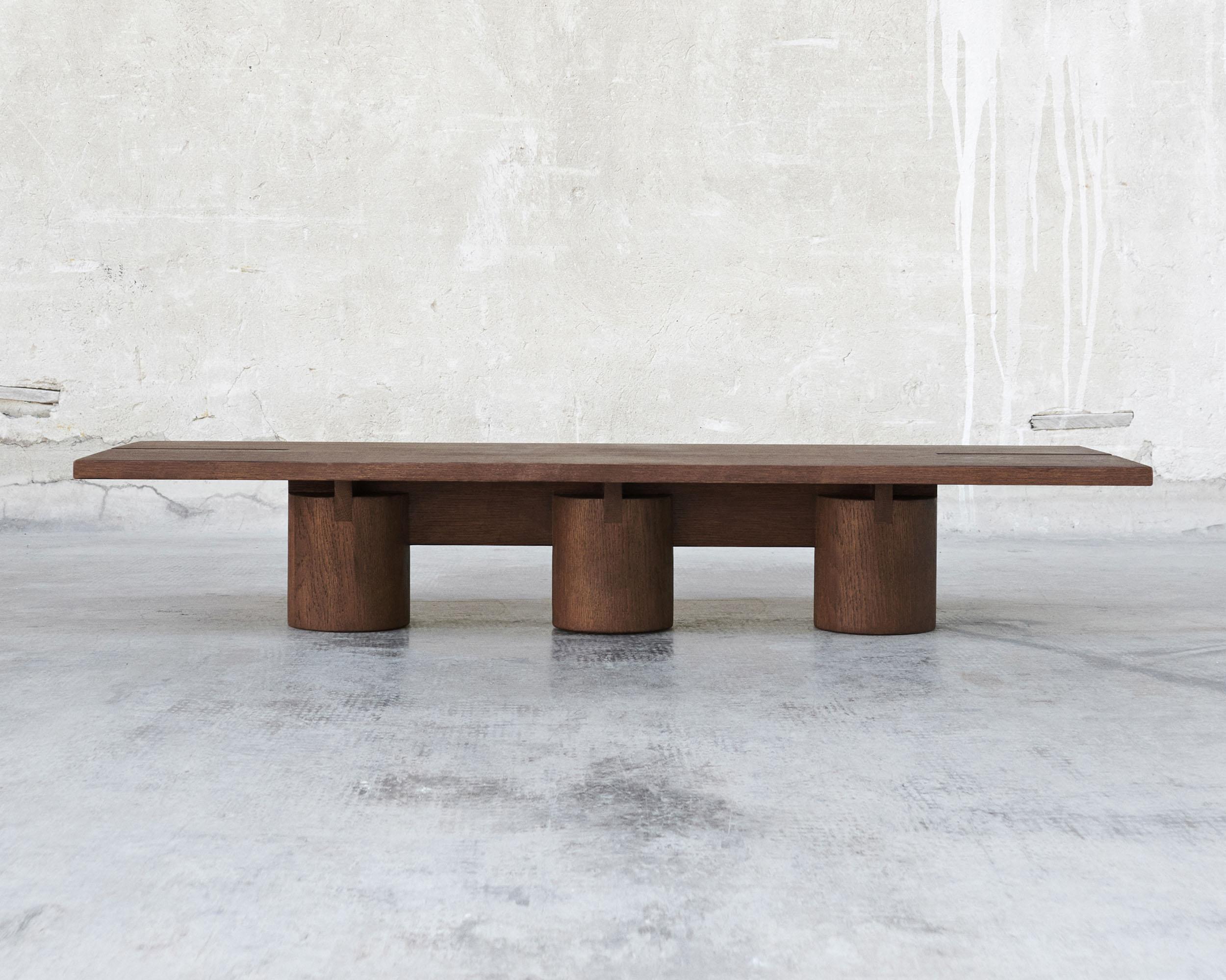 NLM Coffee Table by Fora Projects 
Designed by Nikolaj Lorentz Mentze (Studio 0405)

Model shown: Dark brown
Brown surface treatment with non-toxic hardwax oil

Dimensions:

H: 25, L: 144, W: 48.5 cm

Customizable

_______________

The NLM coffee