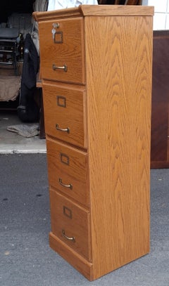 Contemporary Oak Four-Drawer Filing Cabinet