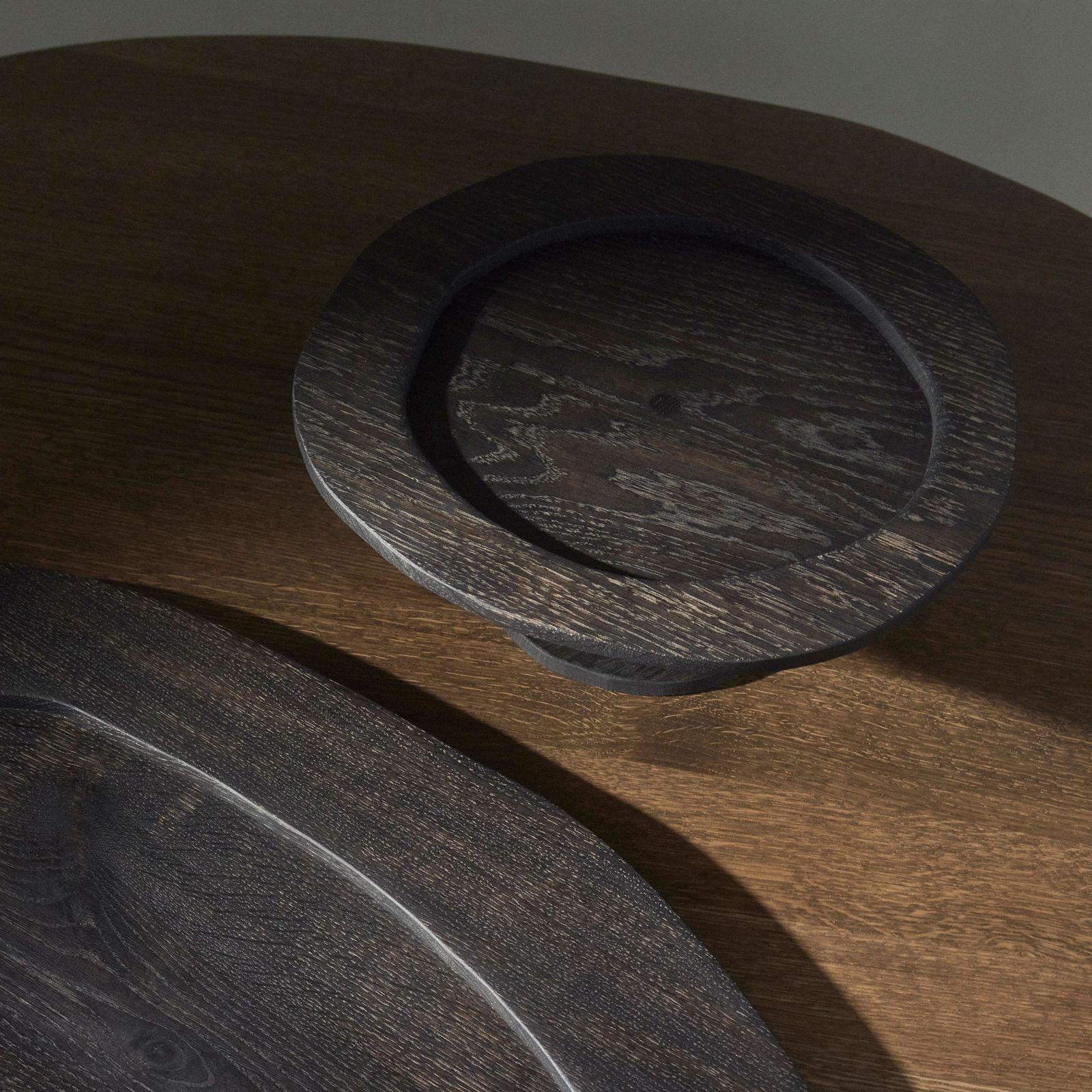 Organic Modern Contemporary Oak Pedestal Plate 'C+J', Fora Projects 