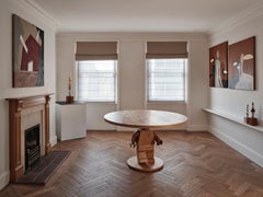 Contemporary Oak Round Table with Lego Sculpture Base, for SoShiro by Interni