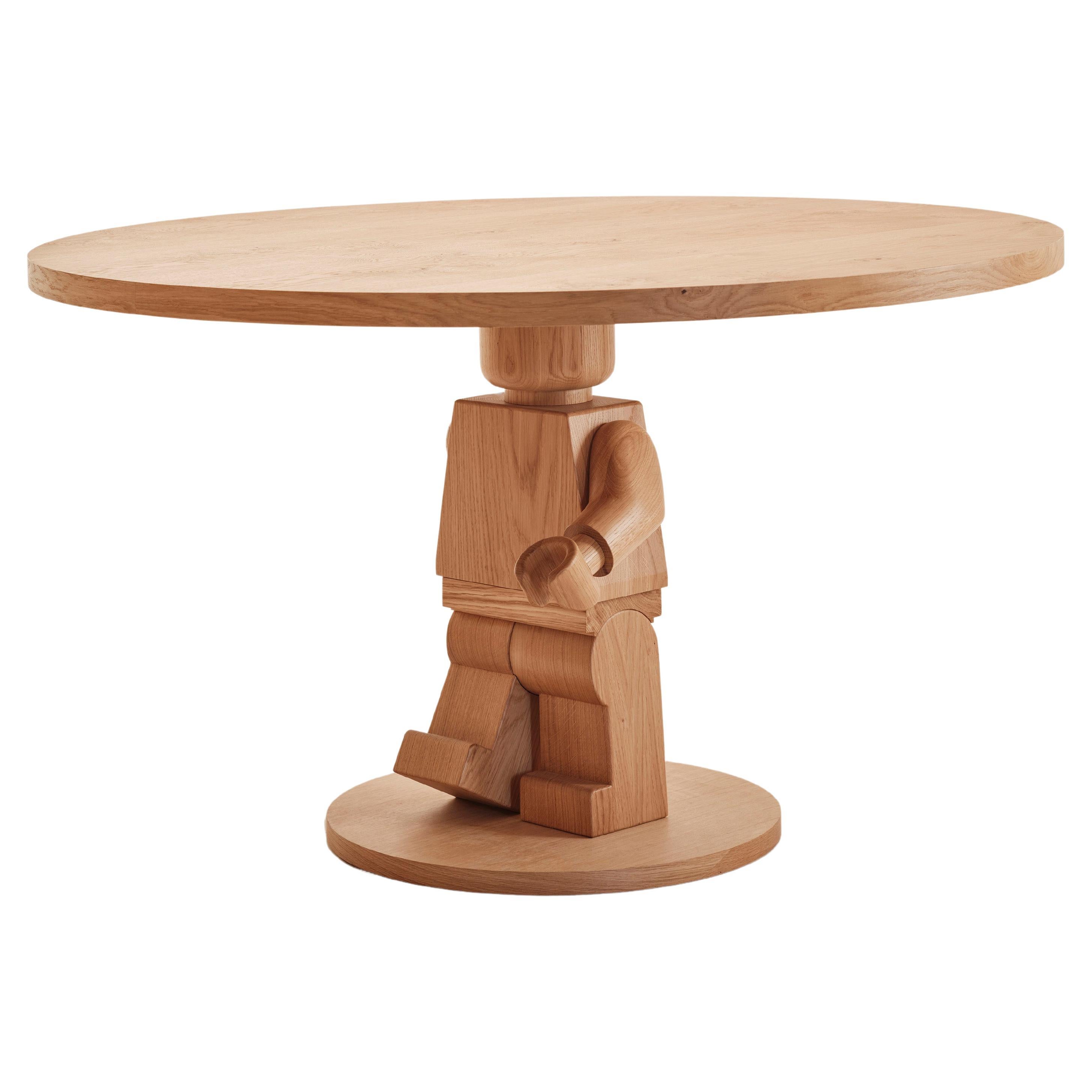 Table ronde contemporaine en Oak avec piètement en sculpture Lego, pour SoShiro by Interni en vente