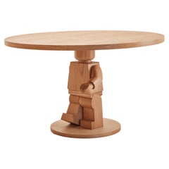 Contemporary Oak Round Table with Lego Sculpture Base, for SoShiro by Interni