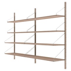 Contemporary Oak Shelf Library White H1148 Double Section