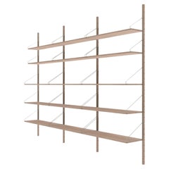 Contemporary Oak Shelf Library White H1852 Triple Section