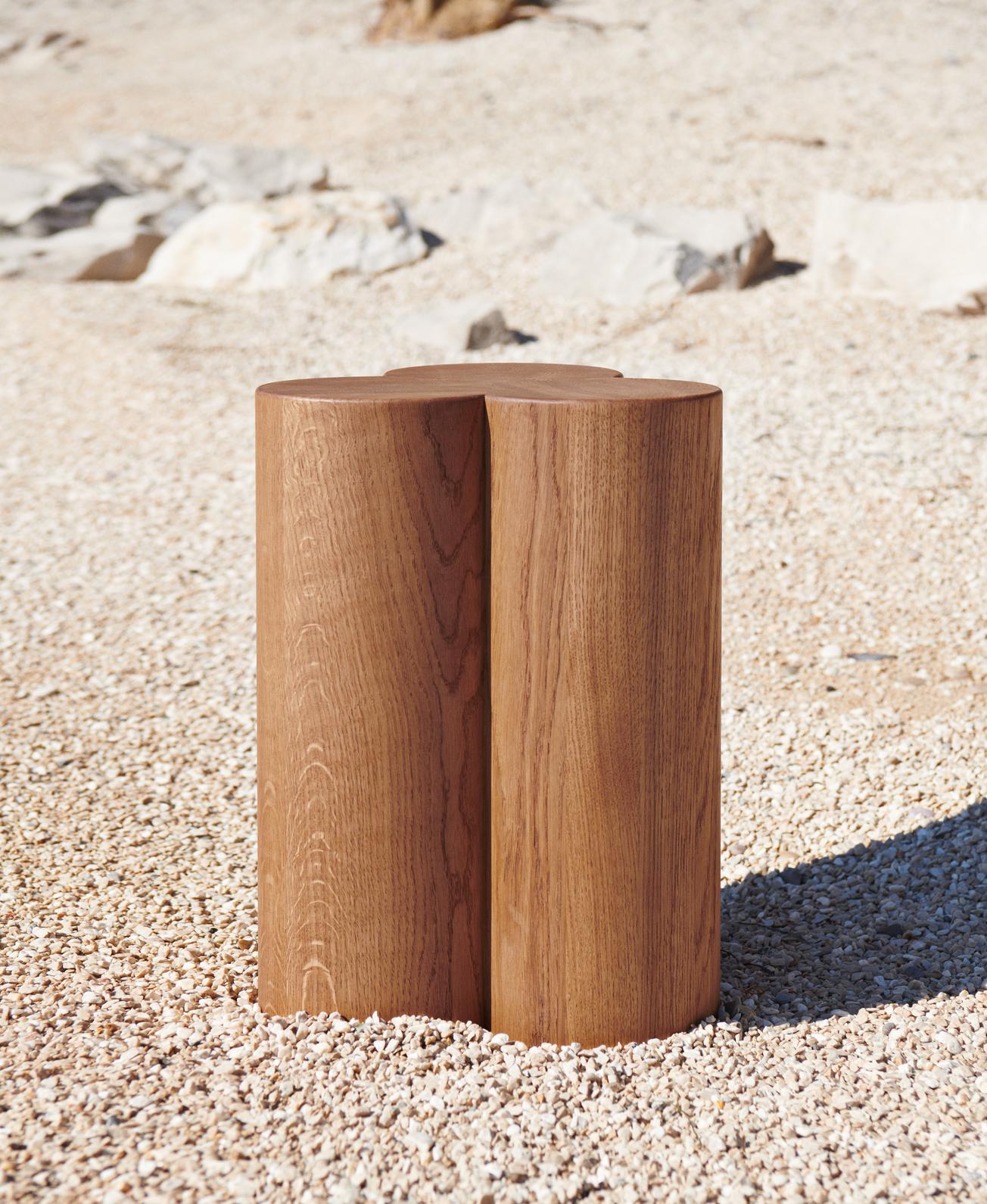 NLM Side Table by Fora Projects 
Designed by Nikolaj Lorentz Mentze (Studio 0405)

Material: Oak wood 
Model shown: Medium brown
Brown surface treatment with non-toxic hardwax oil

Dimensions:

H: 42, L: 28.5, W: 27.5 cm

_______________

The NLM