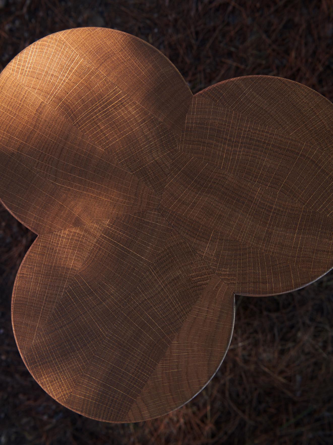 Organic Modern Contemporary Oak Side Table 'NLM', Fora Projects, Medium Brown