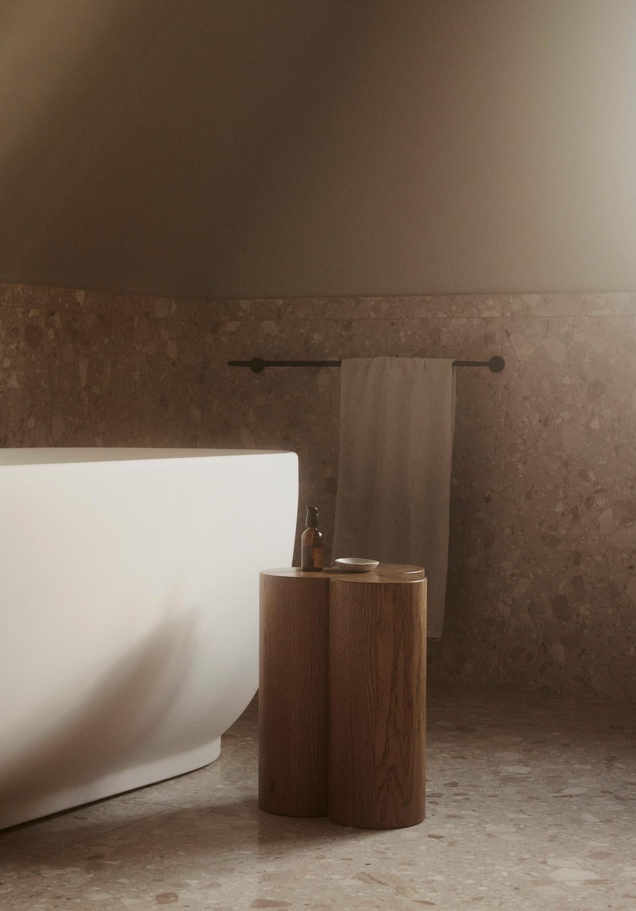 Contemporary Oak Side Table 'NLM', Fora Projects, Medium Brown In New Condition In Paris, IDF