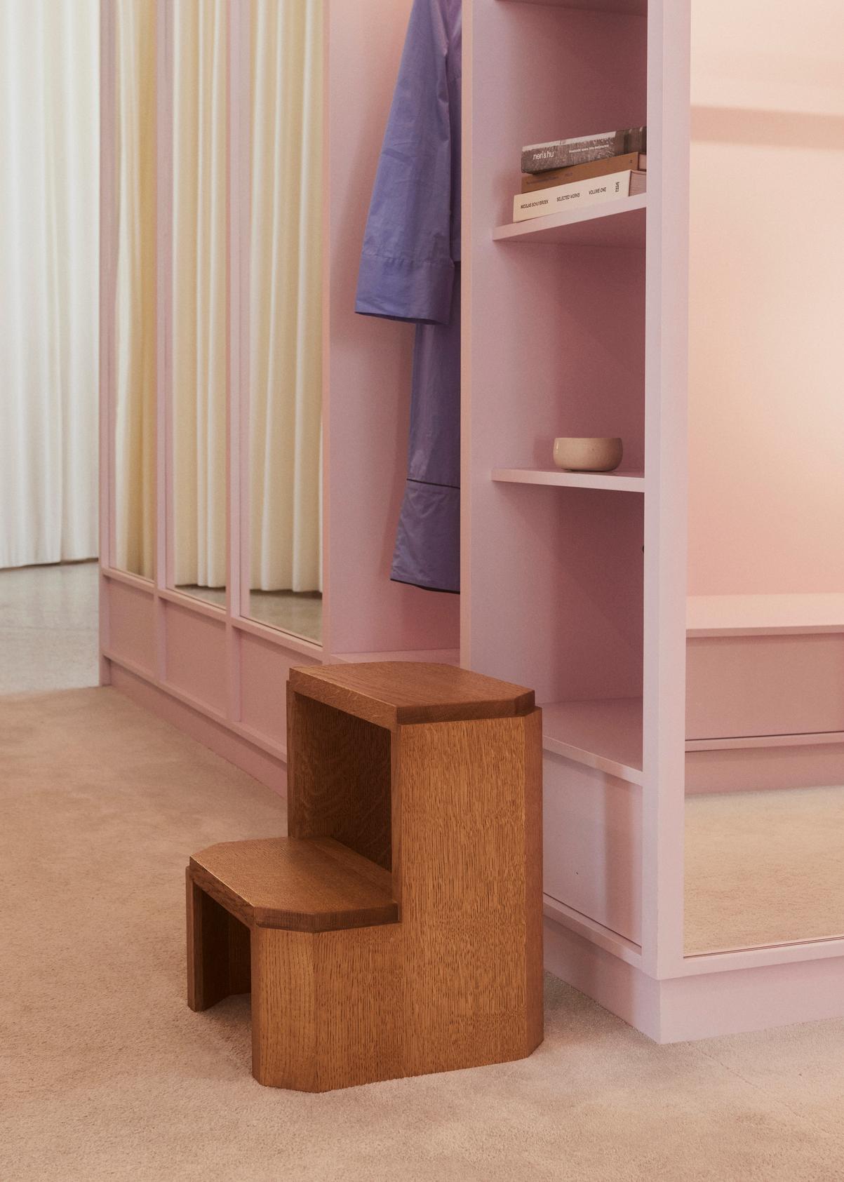 Scandinavian Modern Contemporary Oak Stepping Stool 'BD', Fora Projects