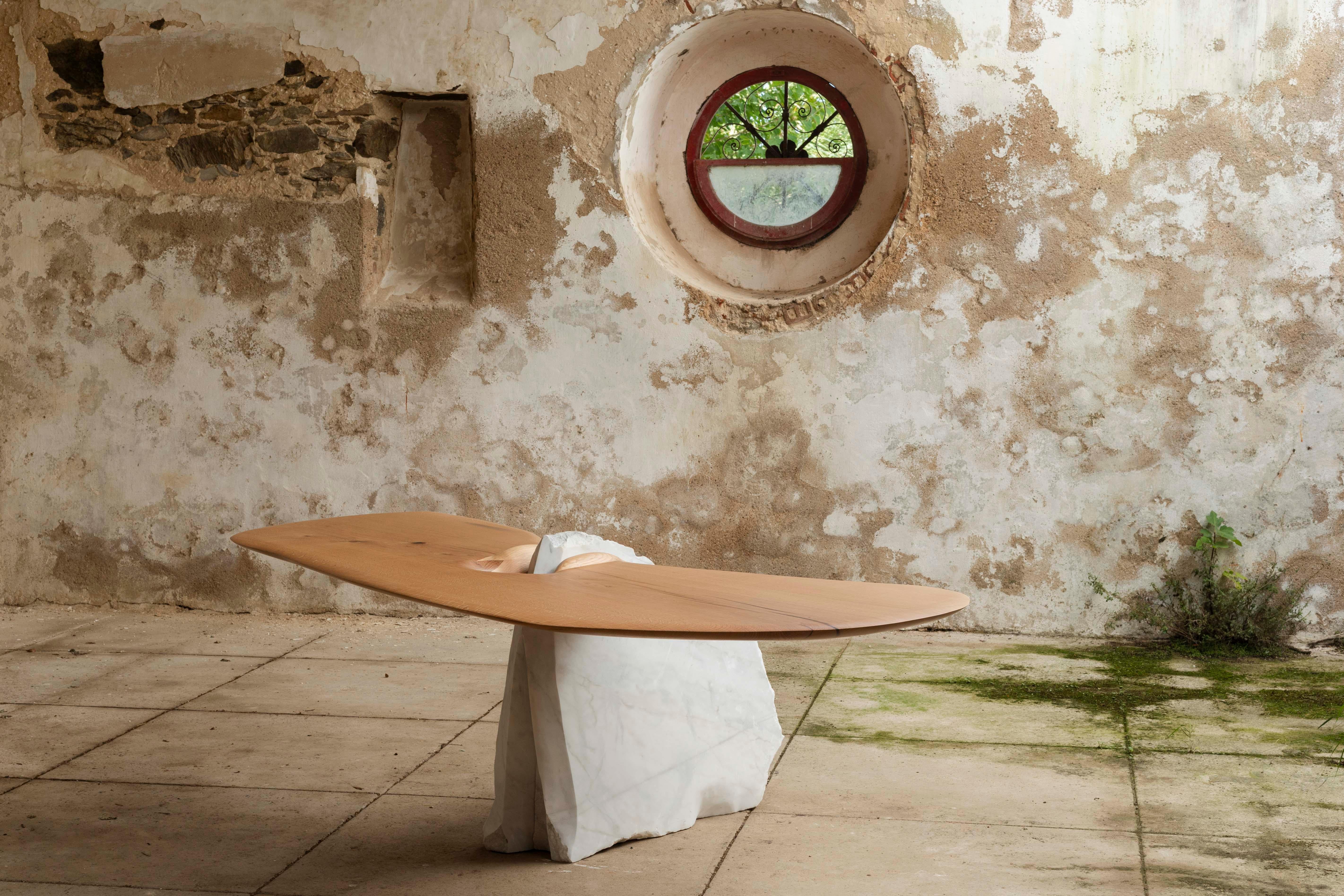 Contemporary Oak Wood Mesa Schreibtisch im Angebot 11