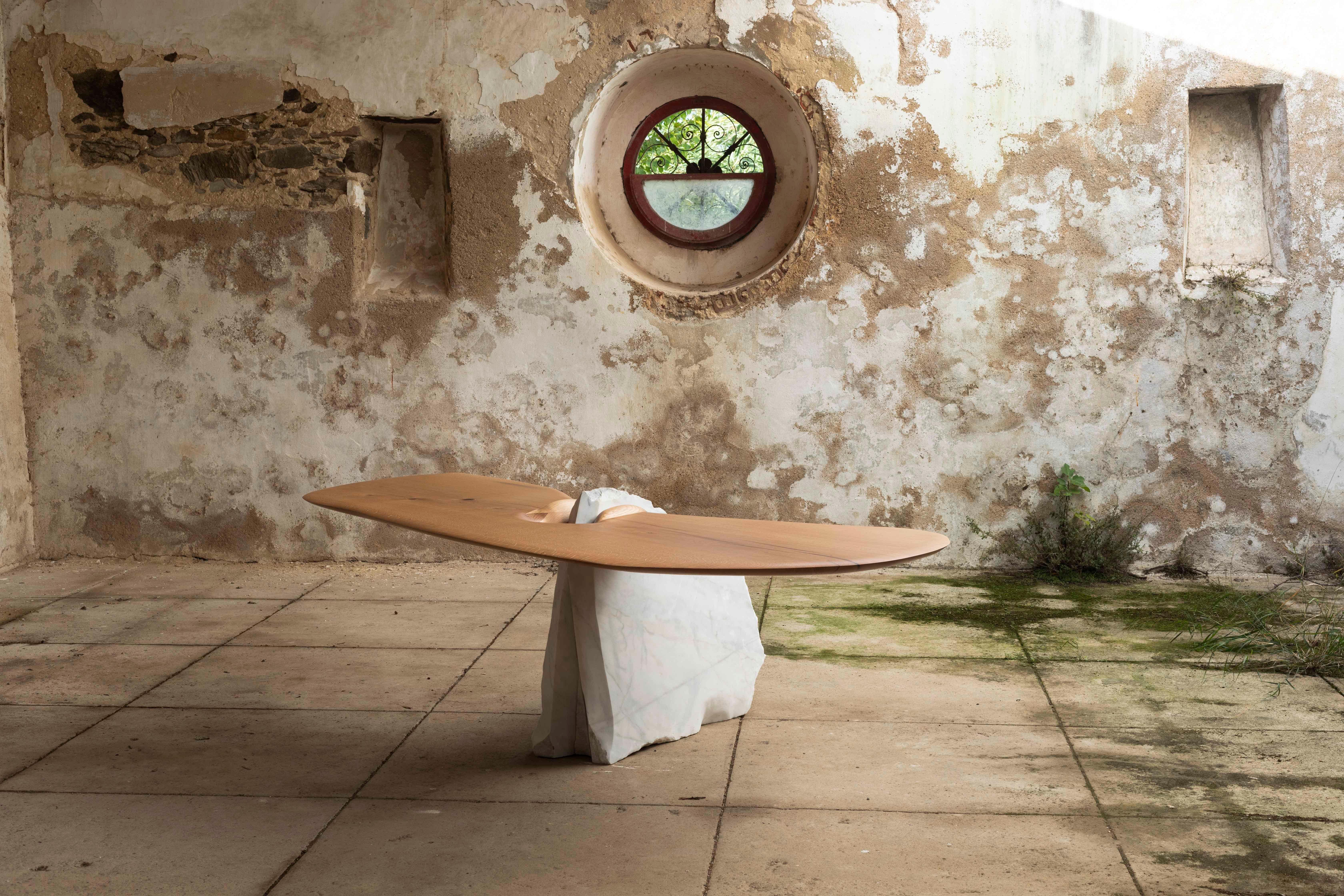 Contemporary Oak Wood Mesa Schreibtisch im Angebot 13