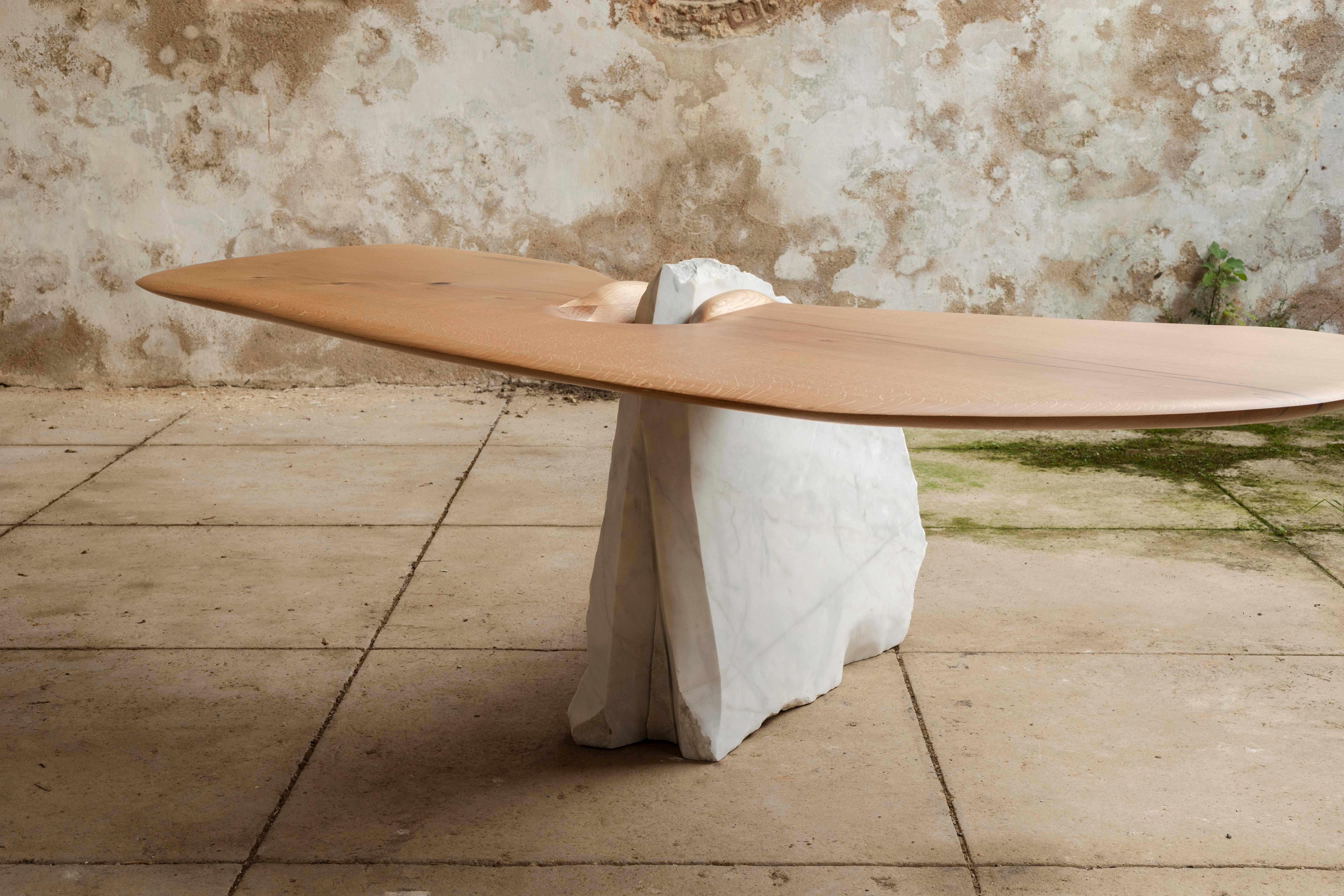 Contemporary Oak Wood Mesa Schreibtisch im Angebot 15