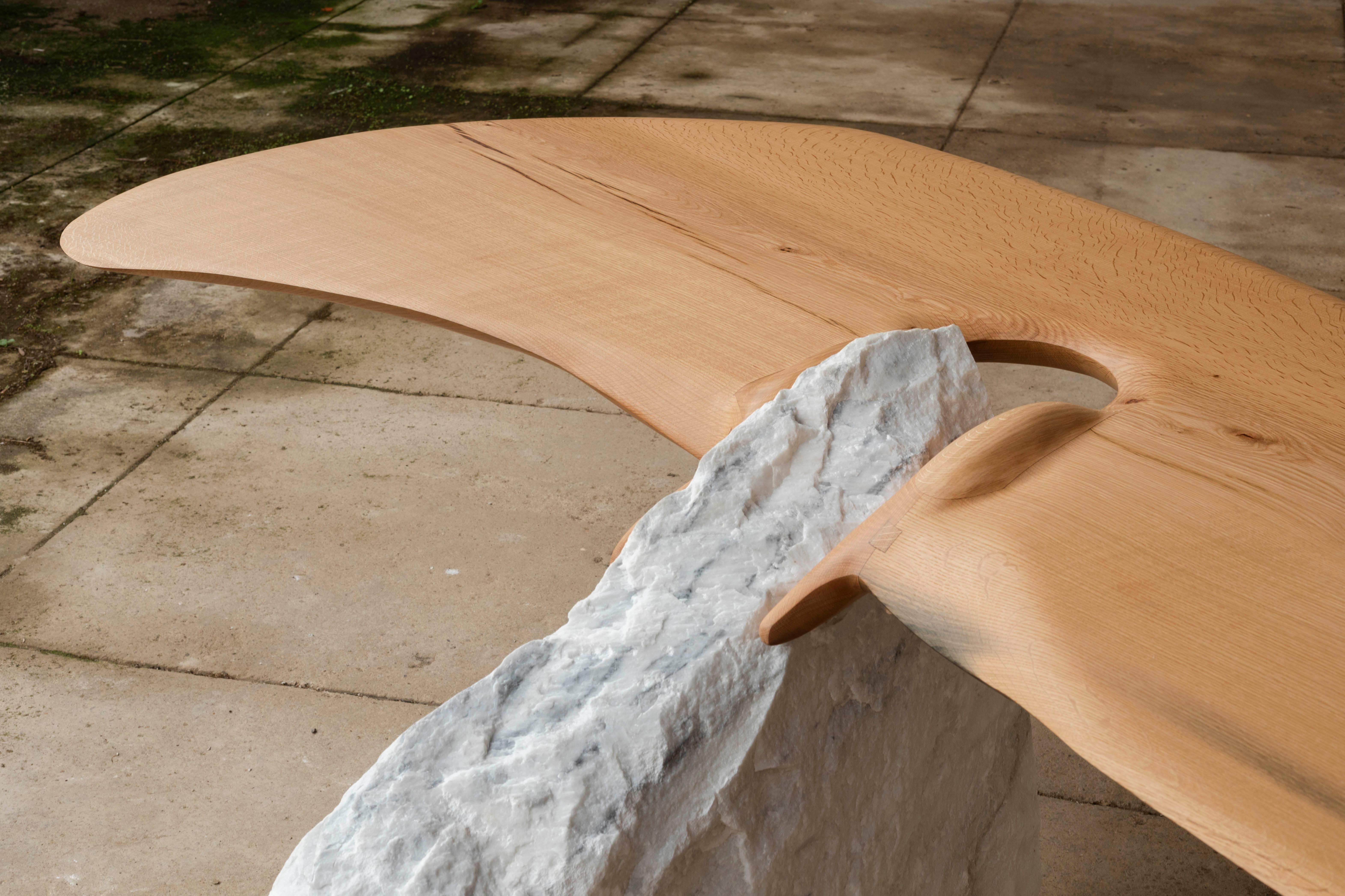 Contemporary Oak Wood Mesa Schreibtisch (21. Jahrhundert und zeitgenössisch) im Angebot