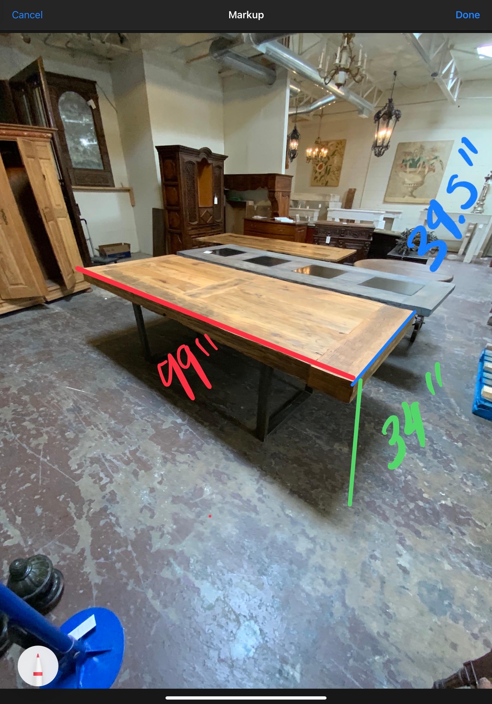 Contemporary Oak Wood Table In Good Condition For Sale In Dallas, TX
