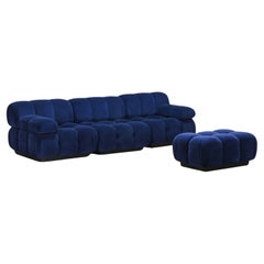 Used Contemporary OAM Modular Deep Cobalt Blue Sofa & Ottoman Set
