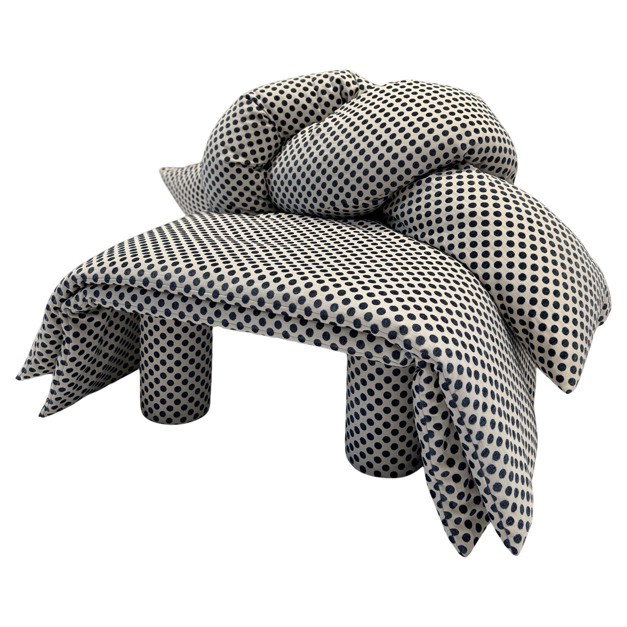 Contemporary Obi Kioto Armchair Kravet Posie Dot Navy Black Edition Mizumi