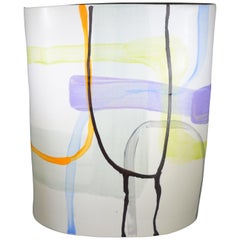 Contemporary Oblong Abstract Multi-Color Bespoke Vase